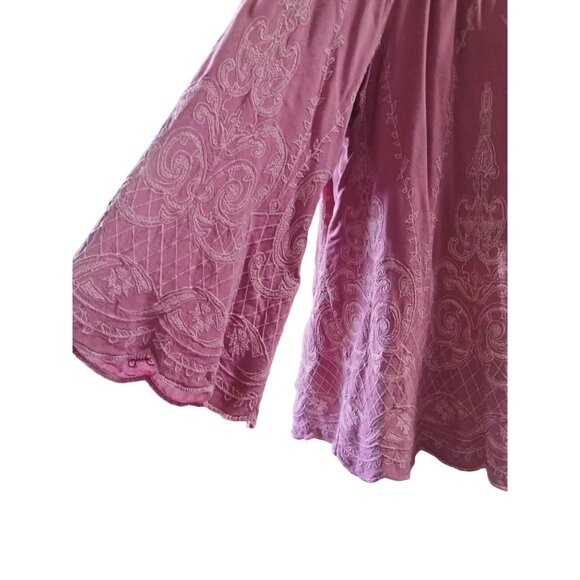 Est 1946 Womens Pink Embroidered 3/4 Bell Sleeve Boho Top Plus Size 18/20W - Picture 5 of 8